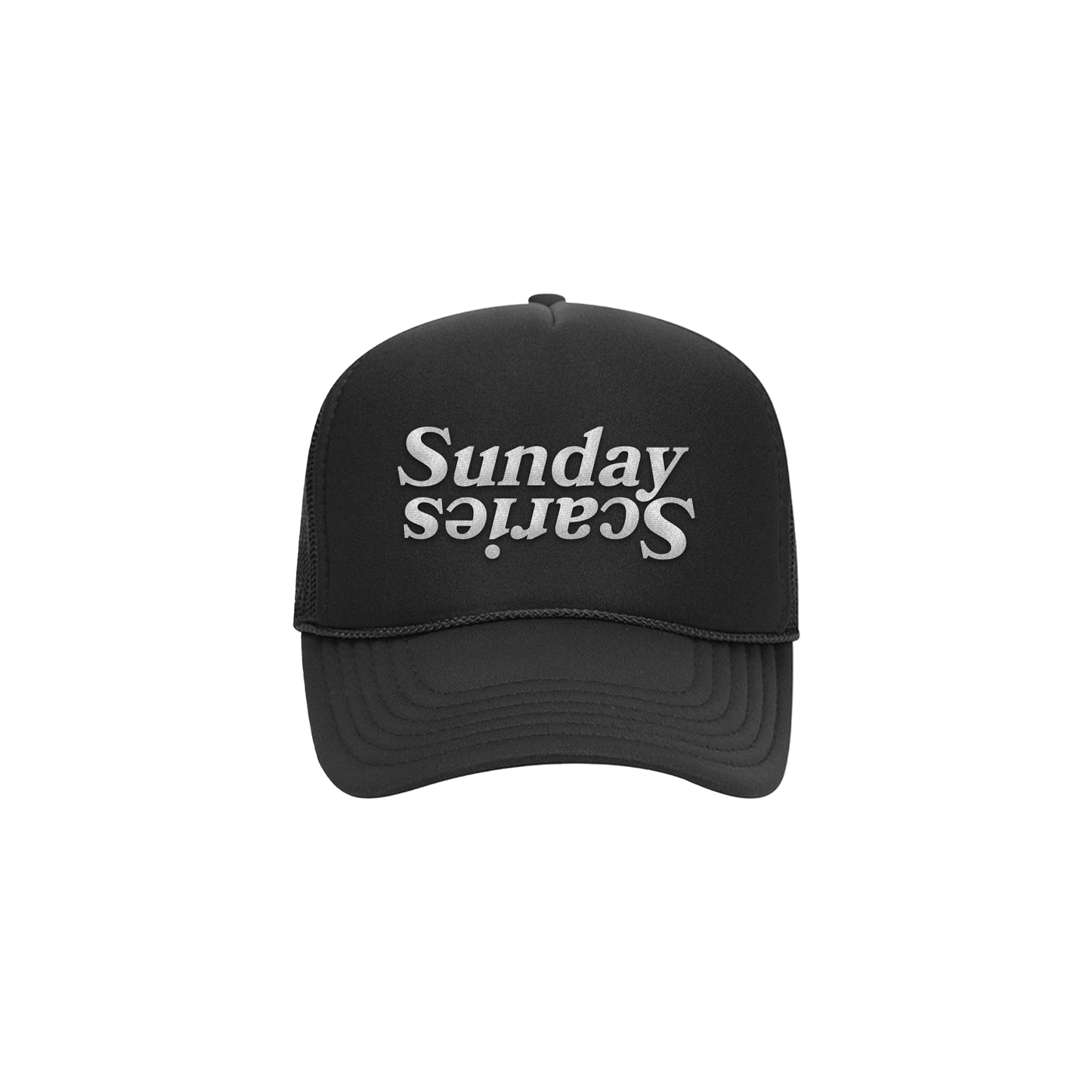 Sunday Scaries Embroidered Black Trucker Hat