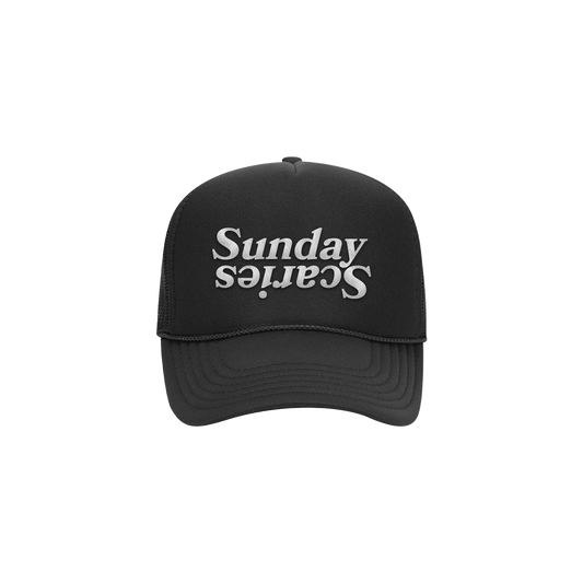 Sunday Scaries Embroidered Black Trucker Hat