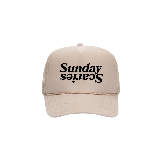 Sunday Scaries Embroidered Khaki Trucker Hat